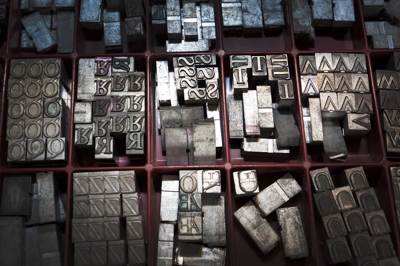 Photograph: letters, lead, lead letters