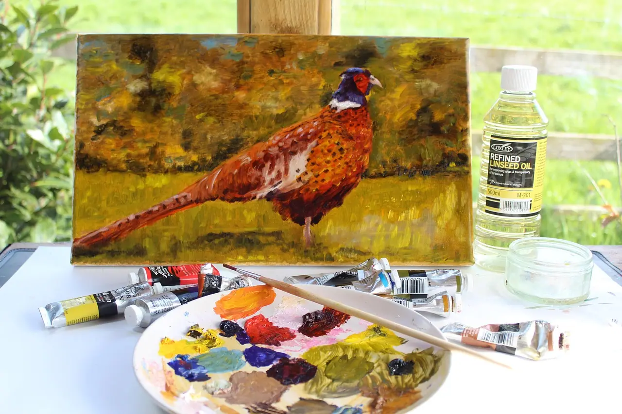 Photograph: oil painting, artist studio, artist