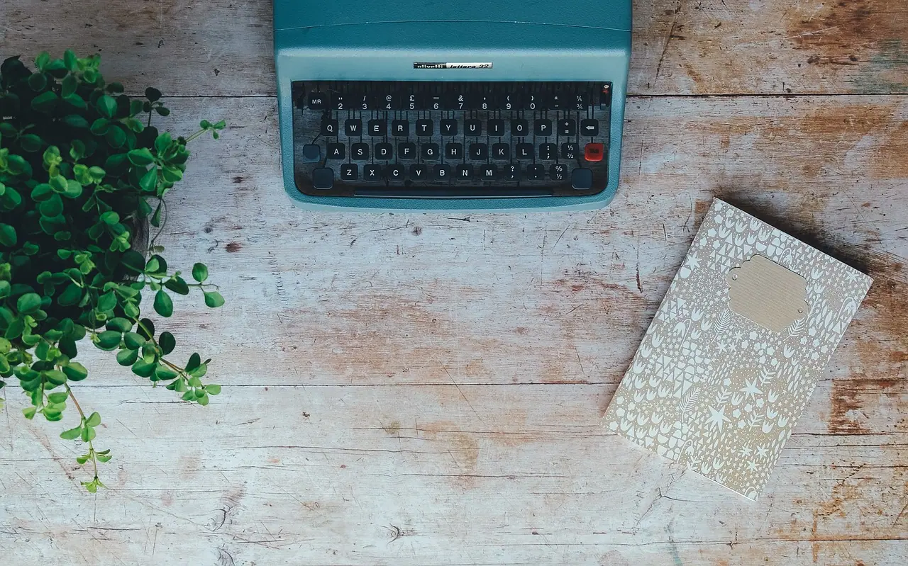 Photograph: vintage, typewriter, plant
