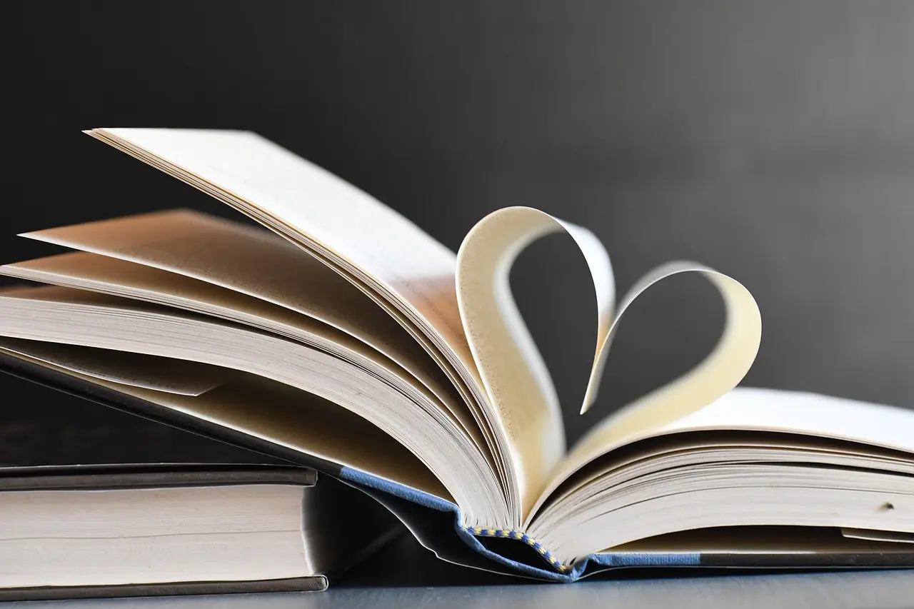 Photograph: books, heart, pages