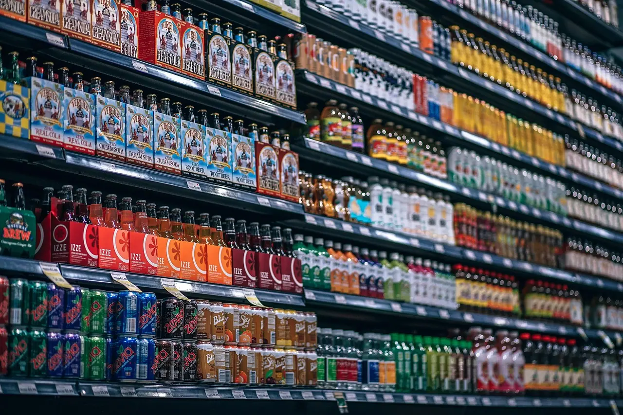 Photograph: beverages, bottles, shelf