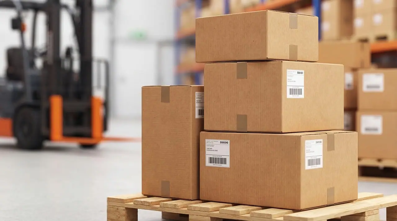 Photograph: swollen box, storage, warehouse