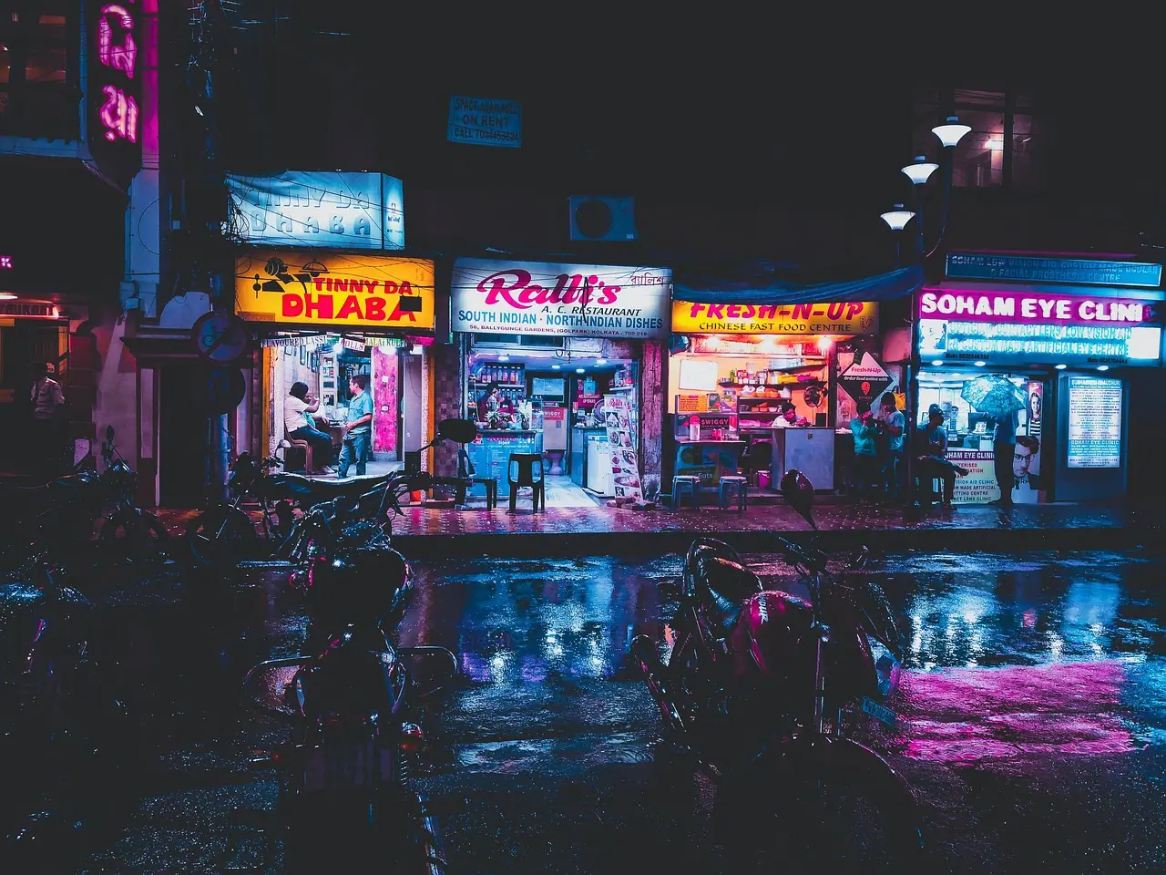 Photograph: shop, city, night