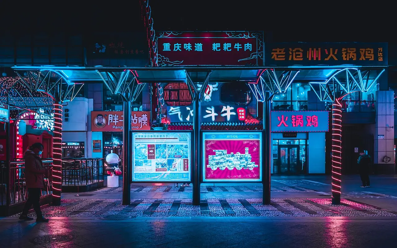 Photograph: cyberpunk, street, city