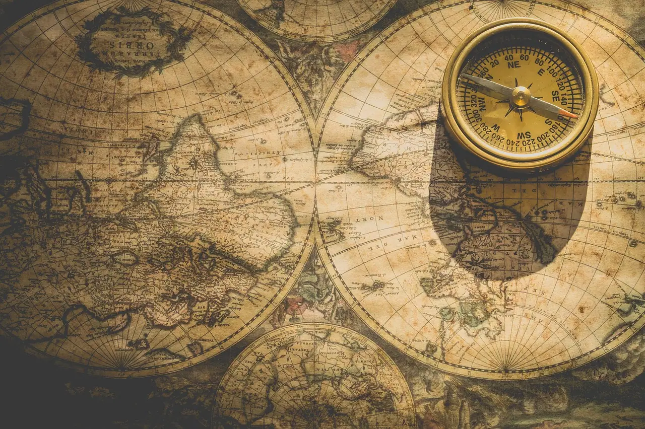 Photograph: compass, map, direction