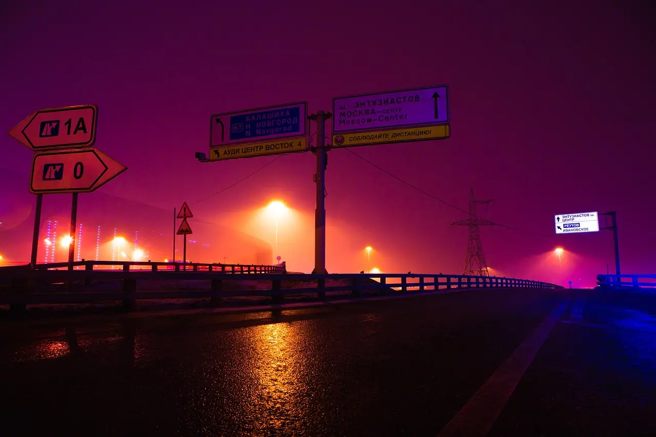 Photograph: night, road, mkad