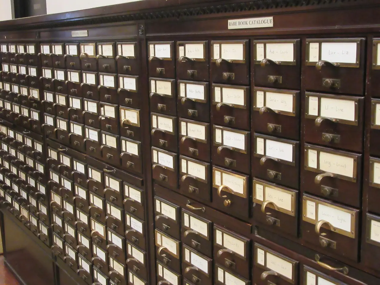 Photograph: library, card catalog, books