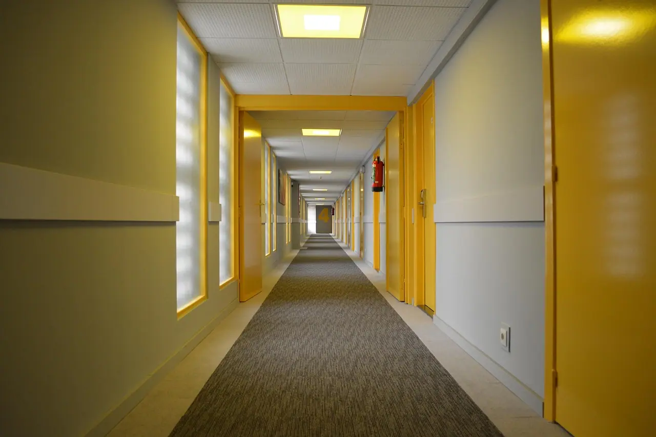 Photograph: hotel, hallway, perspective