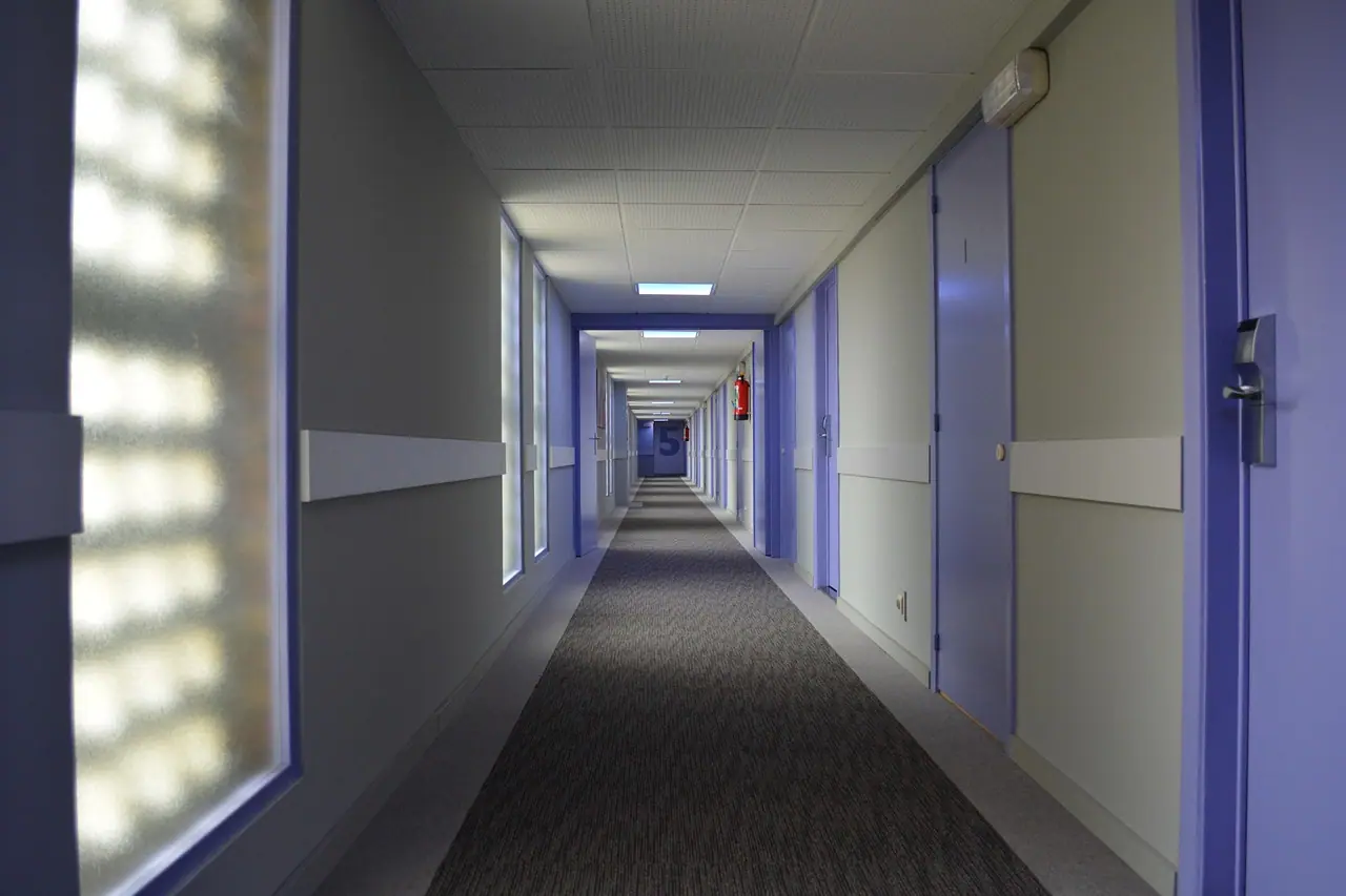 Photograph: hotel, hallway, perspective