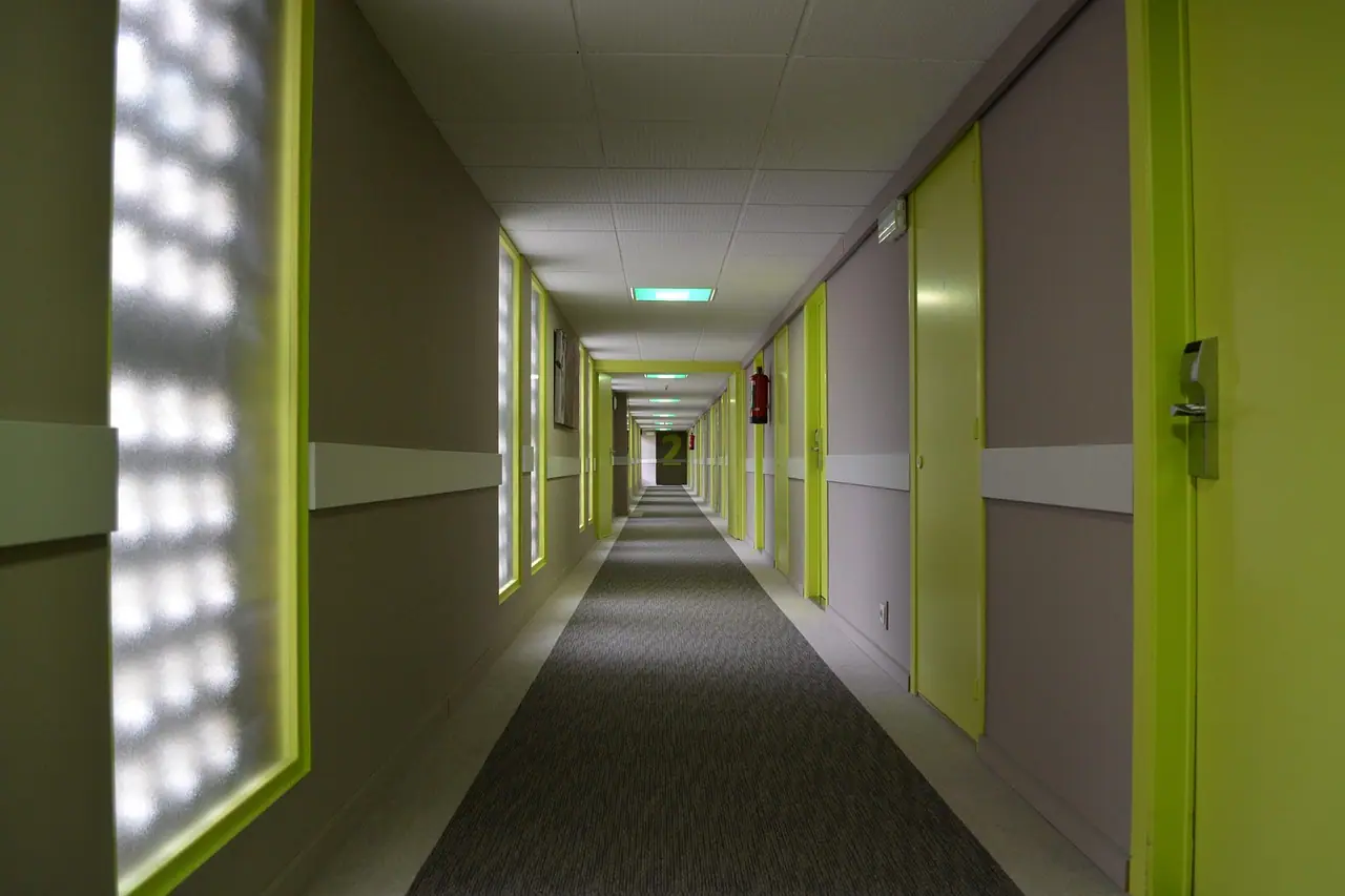 Photograph: hotel, hallway, perspective