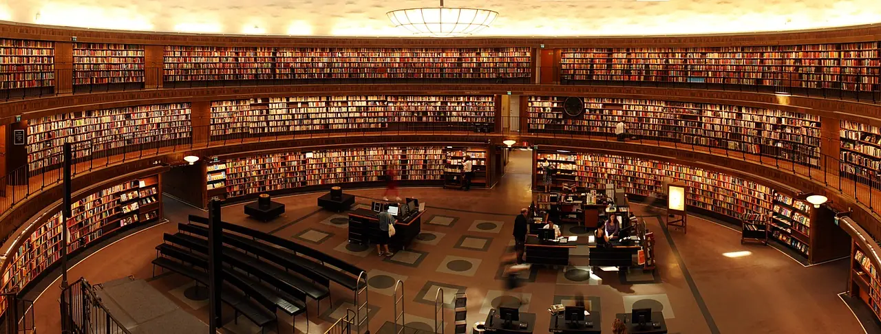 Photograph: books, students, library